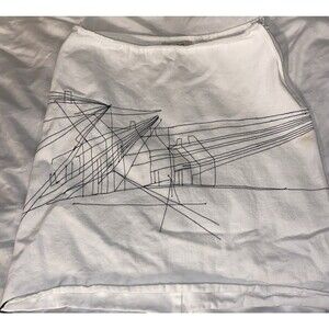 Denim Y2K Skirt Boho Trendy Classic Geometric Lines Embroidery skater S11